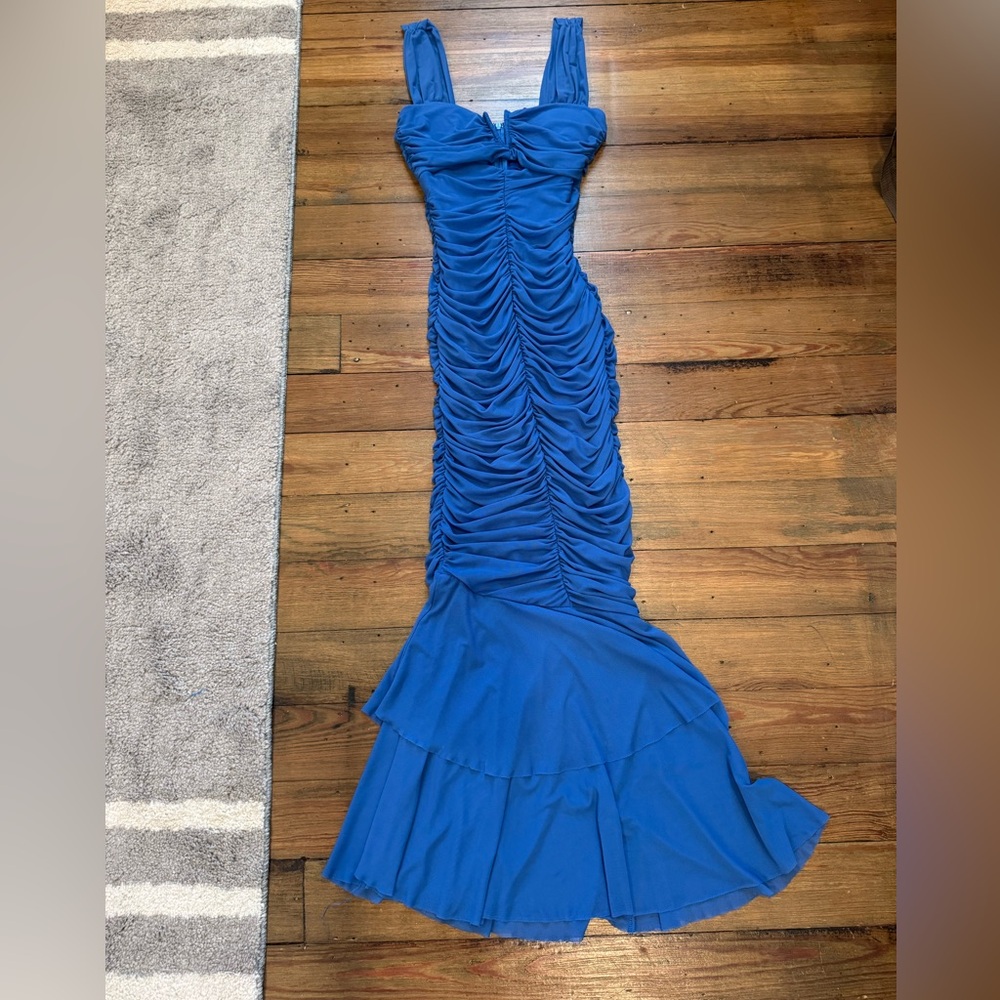 Hello Molly Vibrant Blue Ruched Maxi Dress
